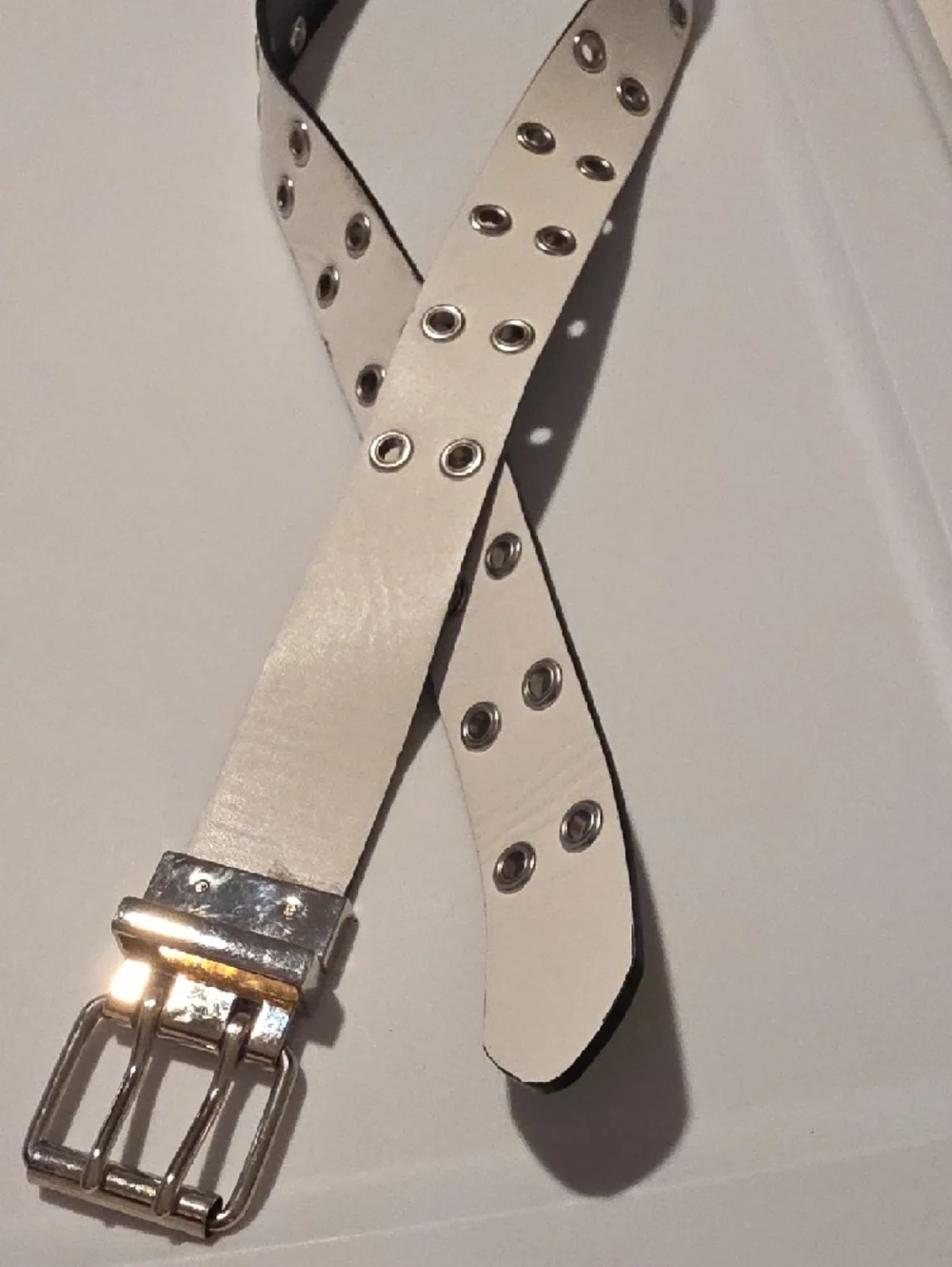Reversible Black and White Dual-Tone Belt with Silver Hardware